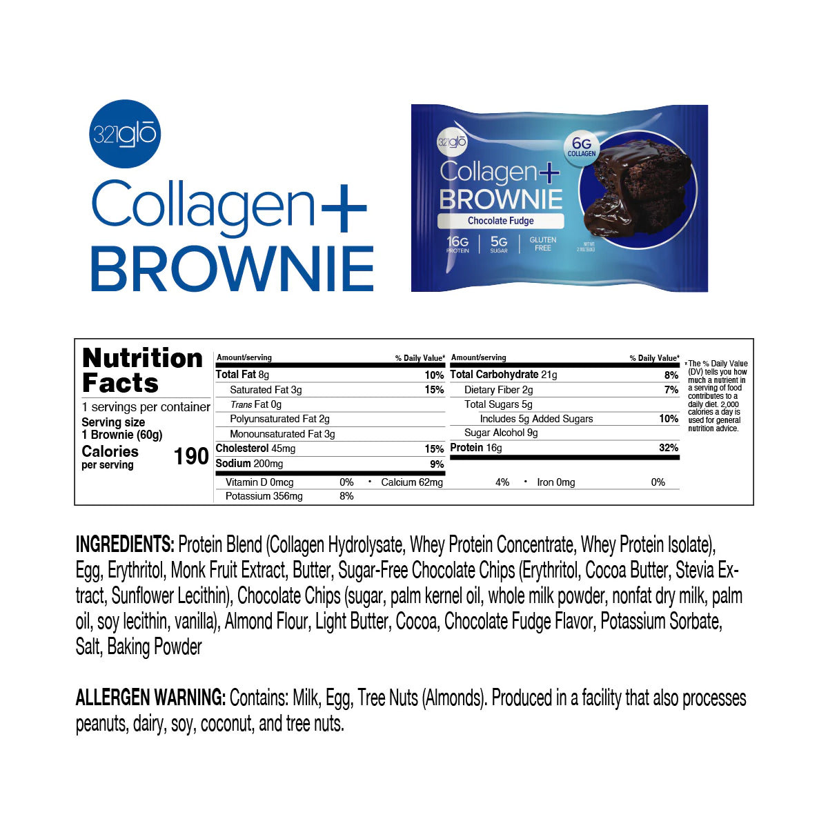 12 Pack Brownie de Chocolate + Colágeno by 321GLO