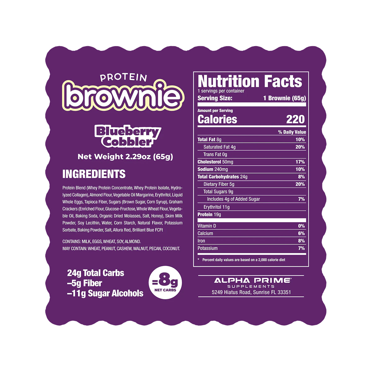 12 Pack Prime Bites Brownie de Proteina + Colágeno by ALPHAPRIME