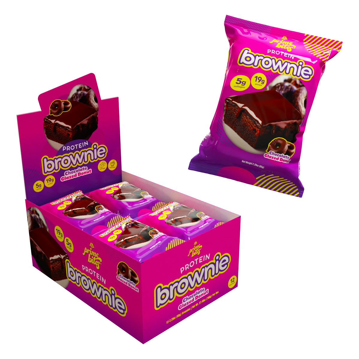 12 Pack Prime Bites Brownie de Proteina + Colágeno by ALPHAPRIME