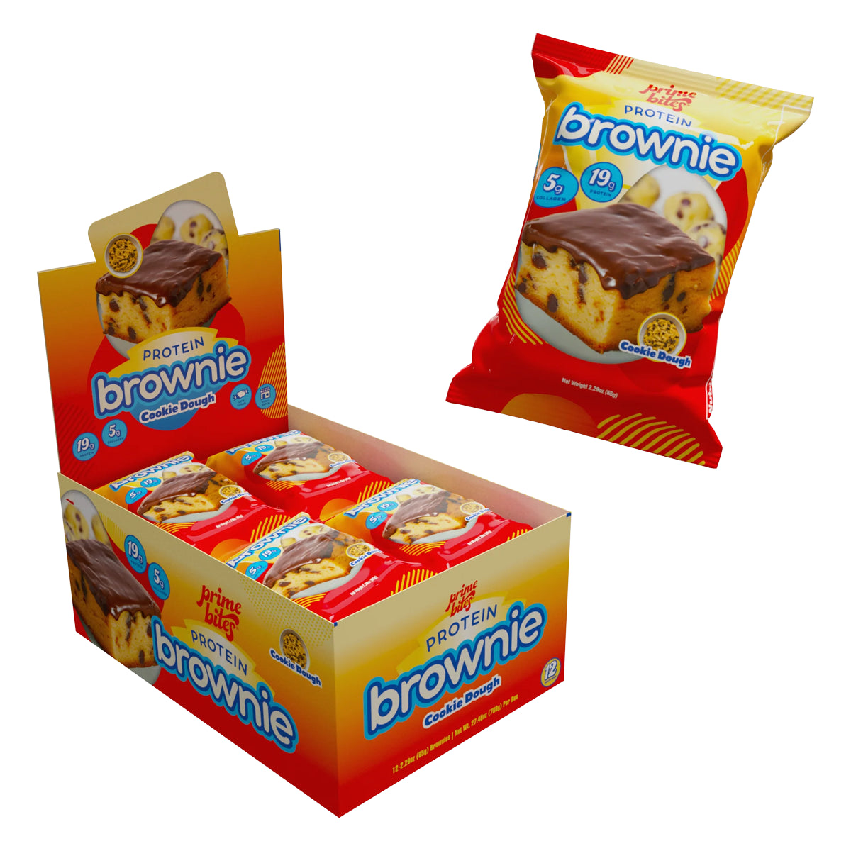 12 Pack Prime Bites Brownie de Proteina + Colágeno by ALPHAPRIME