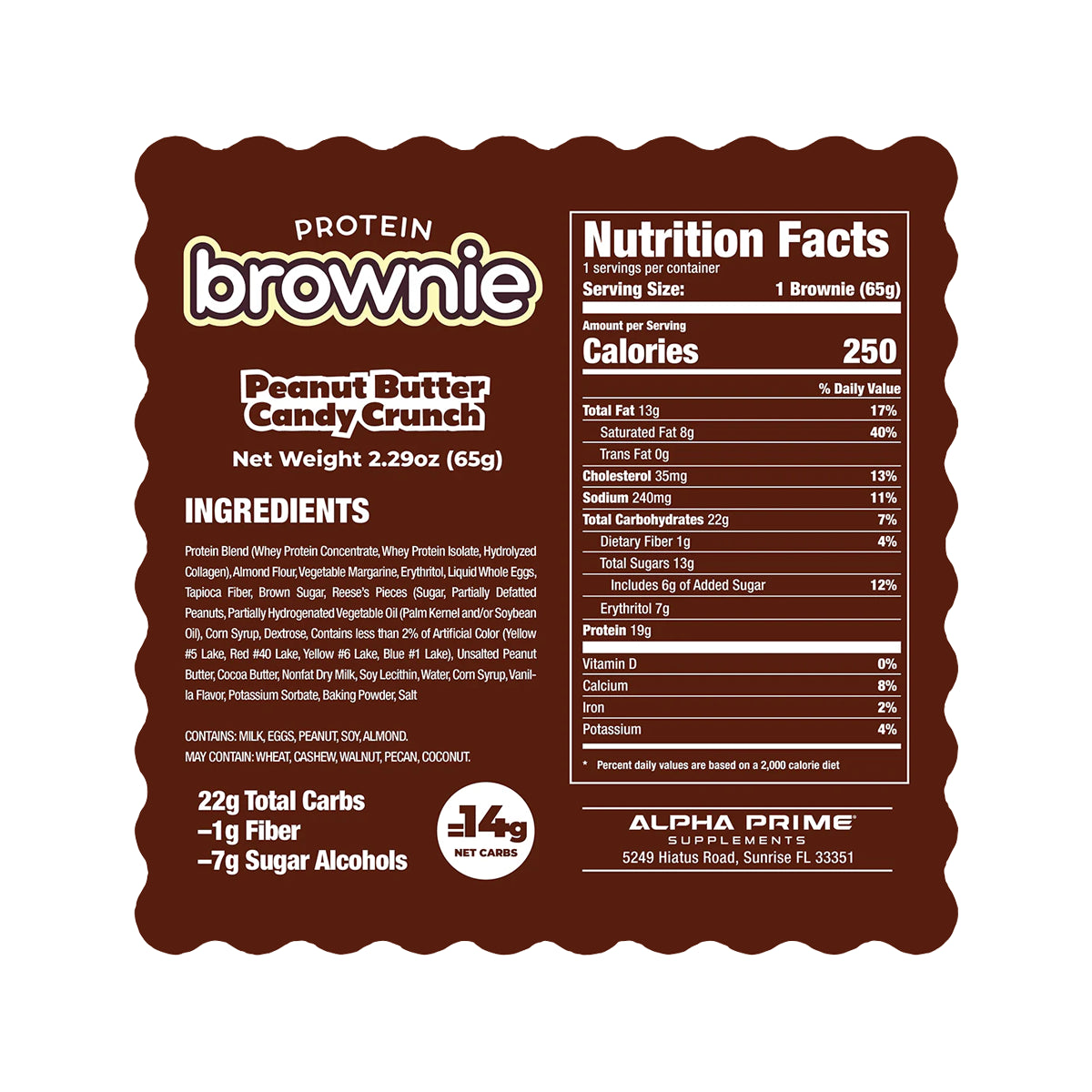 12 Pack Prime Bites Brownie de Proteina + Colágeno by ALPHAPRIME