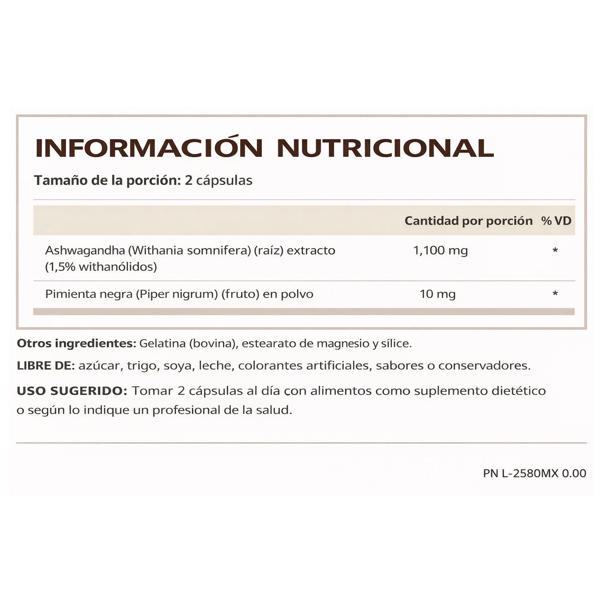 Ashwagandha 1,100mg 60 Capsulas by WINDMILL