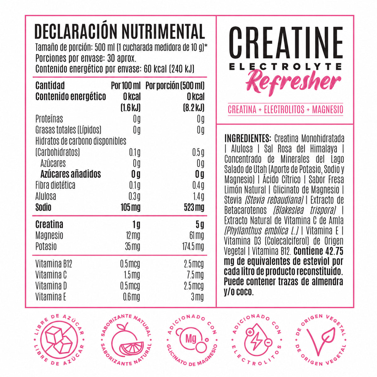 Creatina + Electrolitos Refresher by BIRDMAN
