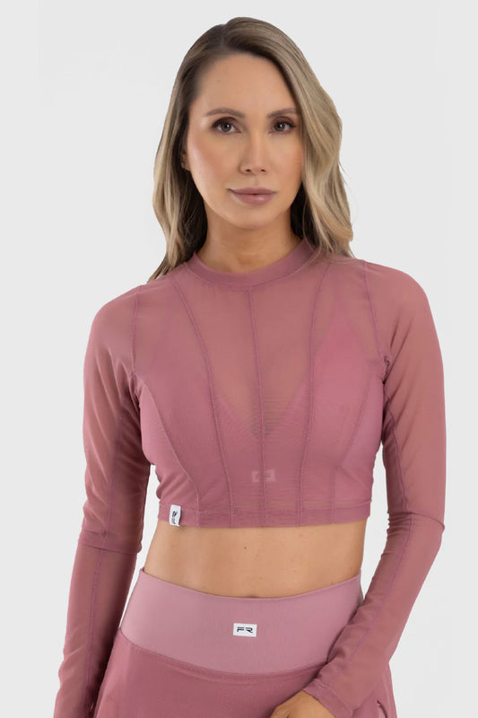 Blusa Manga Larga FOCUSED ROSA Mesh by FIBER