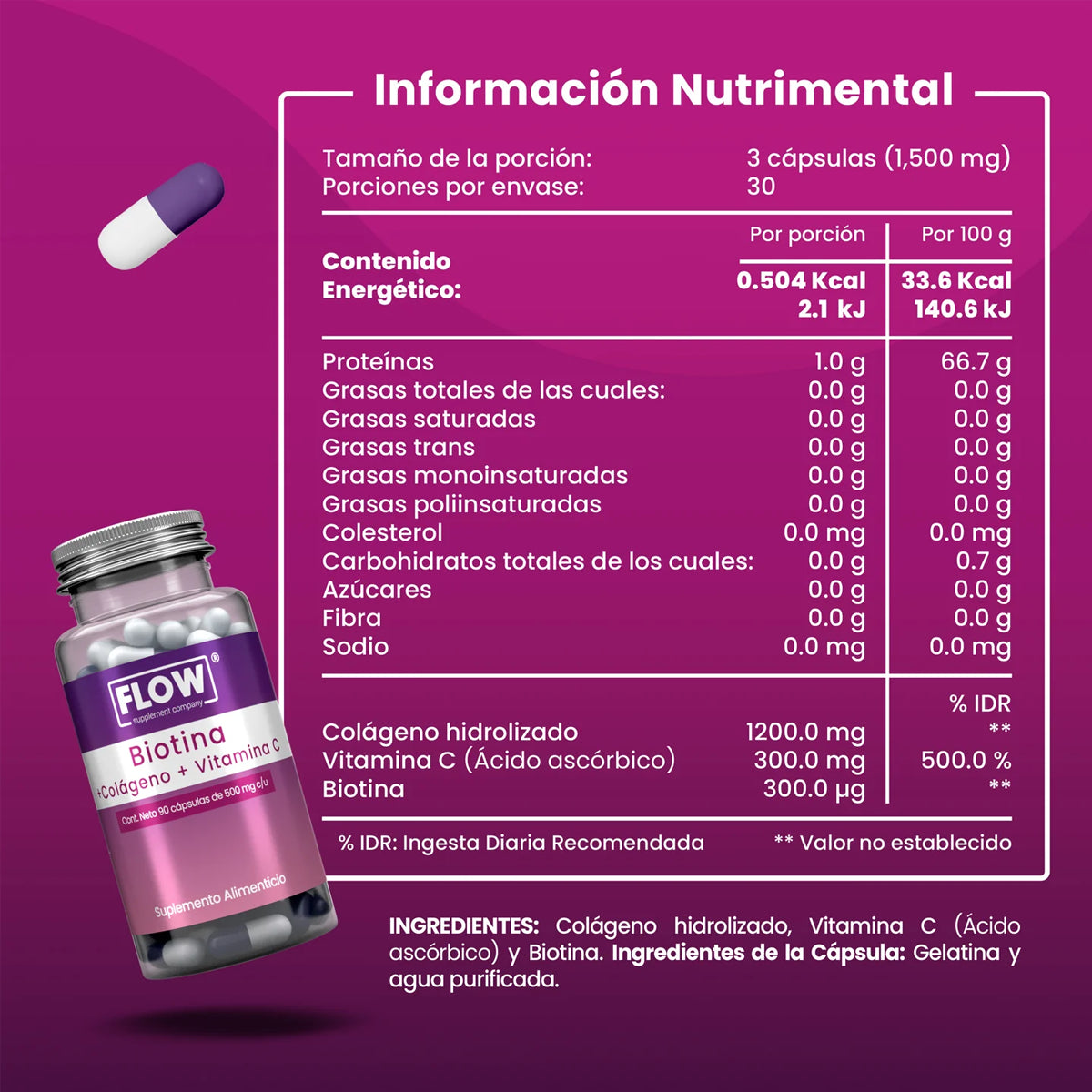 Biotina + Colágeno + Vitamina C by FLOW