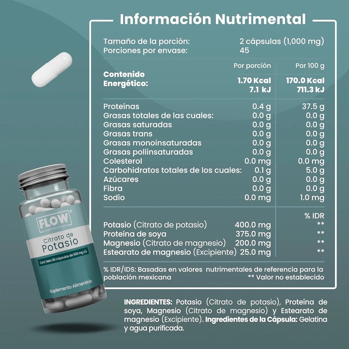 Citrato de Potasio 500mg by FLOW