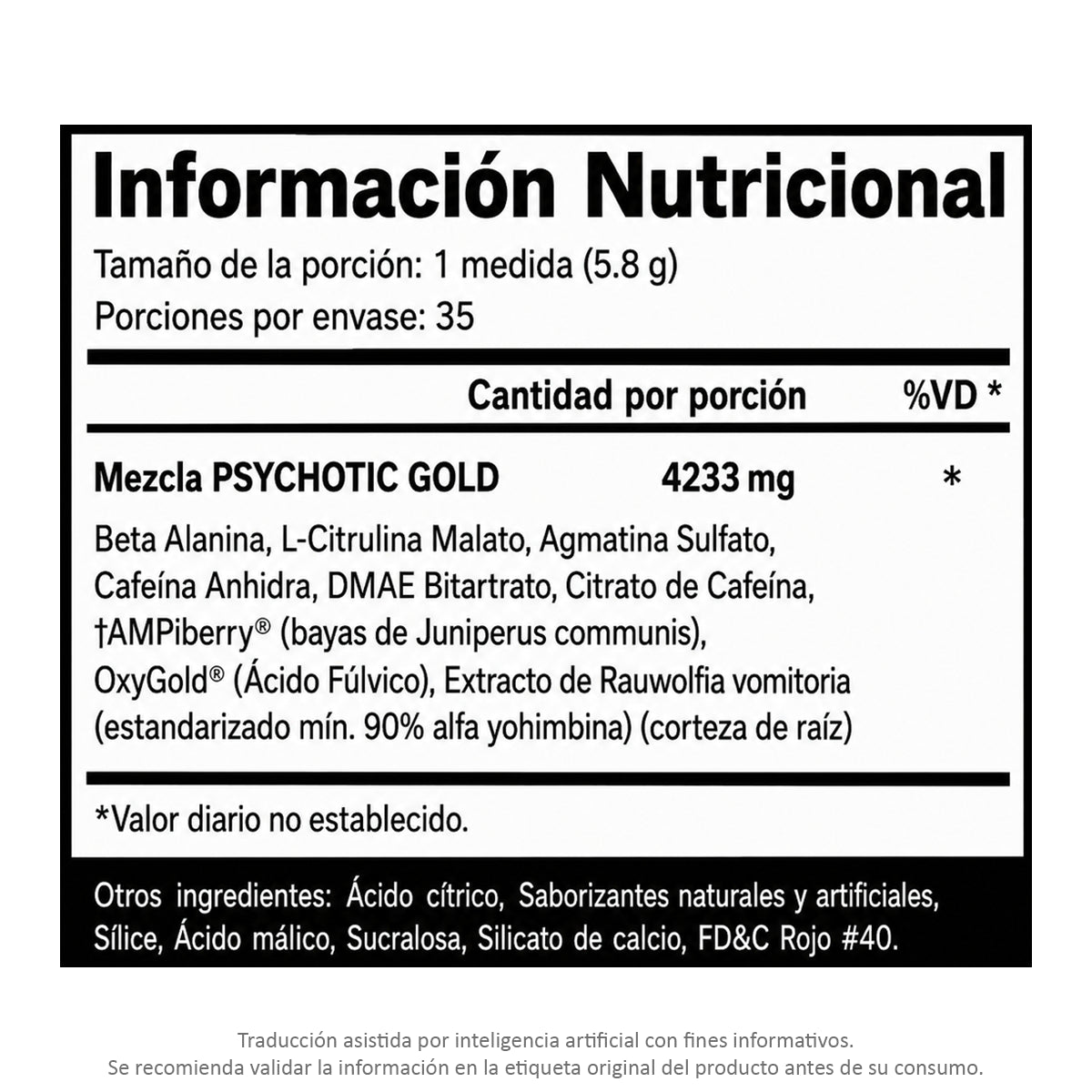Psychotic GOLD 35 Servicios by INSANE LABZ