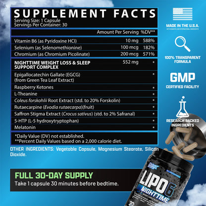 Lipo 6 NIGHTTIME 30 Capsulas by NUTREX
