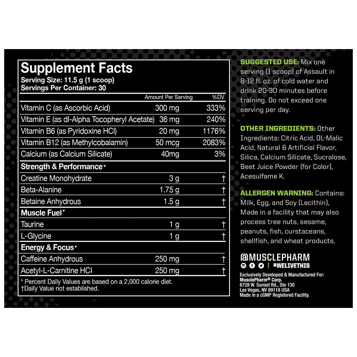 Assault 30 Servicios by MUSCLE PHARM