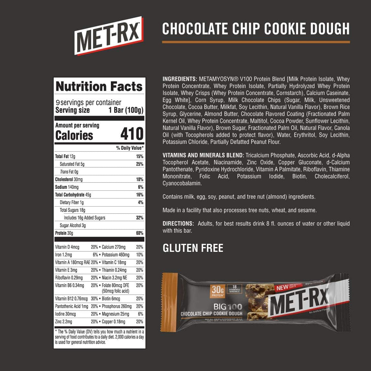 9 Pack Barra de Proteina BIG 100by MET-RX