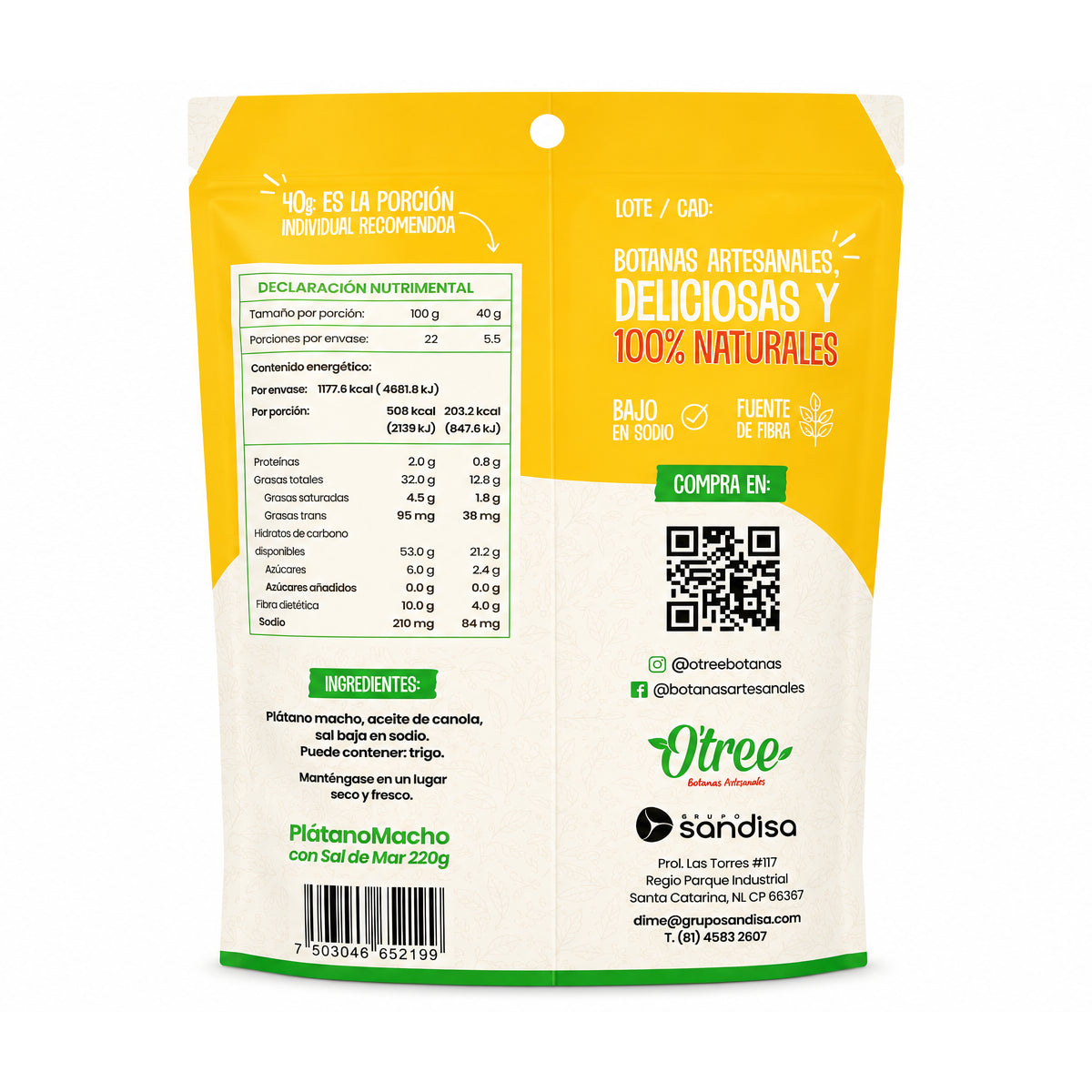 Chips de Plátano 40g by O'TREE