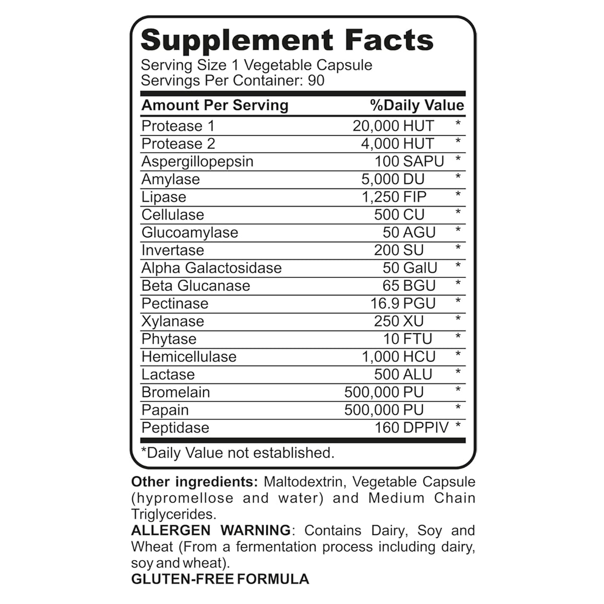 Enzimas Digestivas 90 Cápsulas by PURE NUTRITION